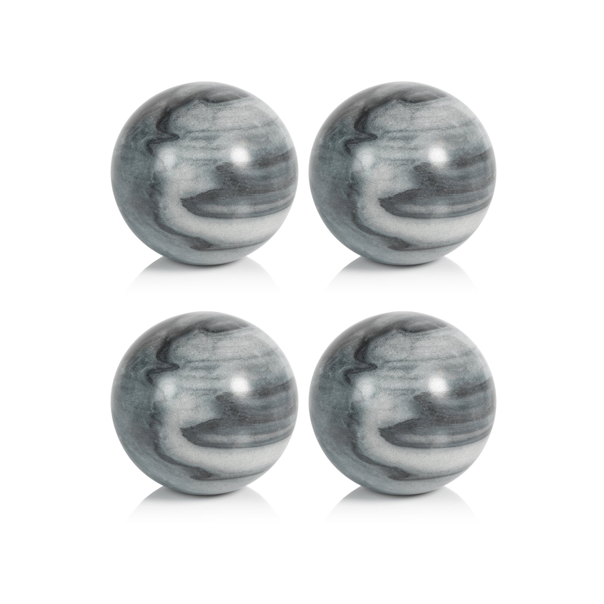 Zodax Monza Gray Marble Fill Decorative Balls, 4.5", Set of 4