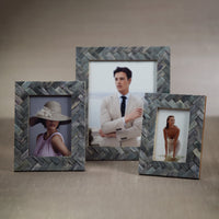 Zodax Bengkulu Bone Braided Photo Frame, 4" x 6", Mayfair Gray