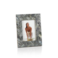 Zodax Bengkulu Bone Braided Photo Frame, 4" x 6", Mayfair Gray