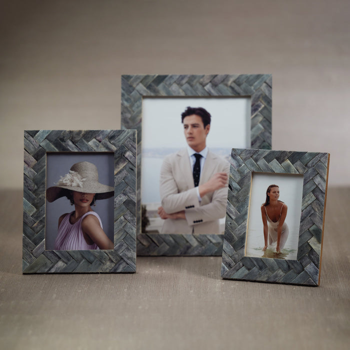 Zodax Bengkulu Bone Braided Photo Frame, 5" x 7", Mayfair Gray