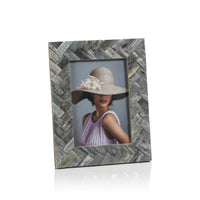 Zodax Bengkulu Bone Braided Photo Frame, 5" x 7", Mayfair Gray