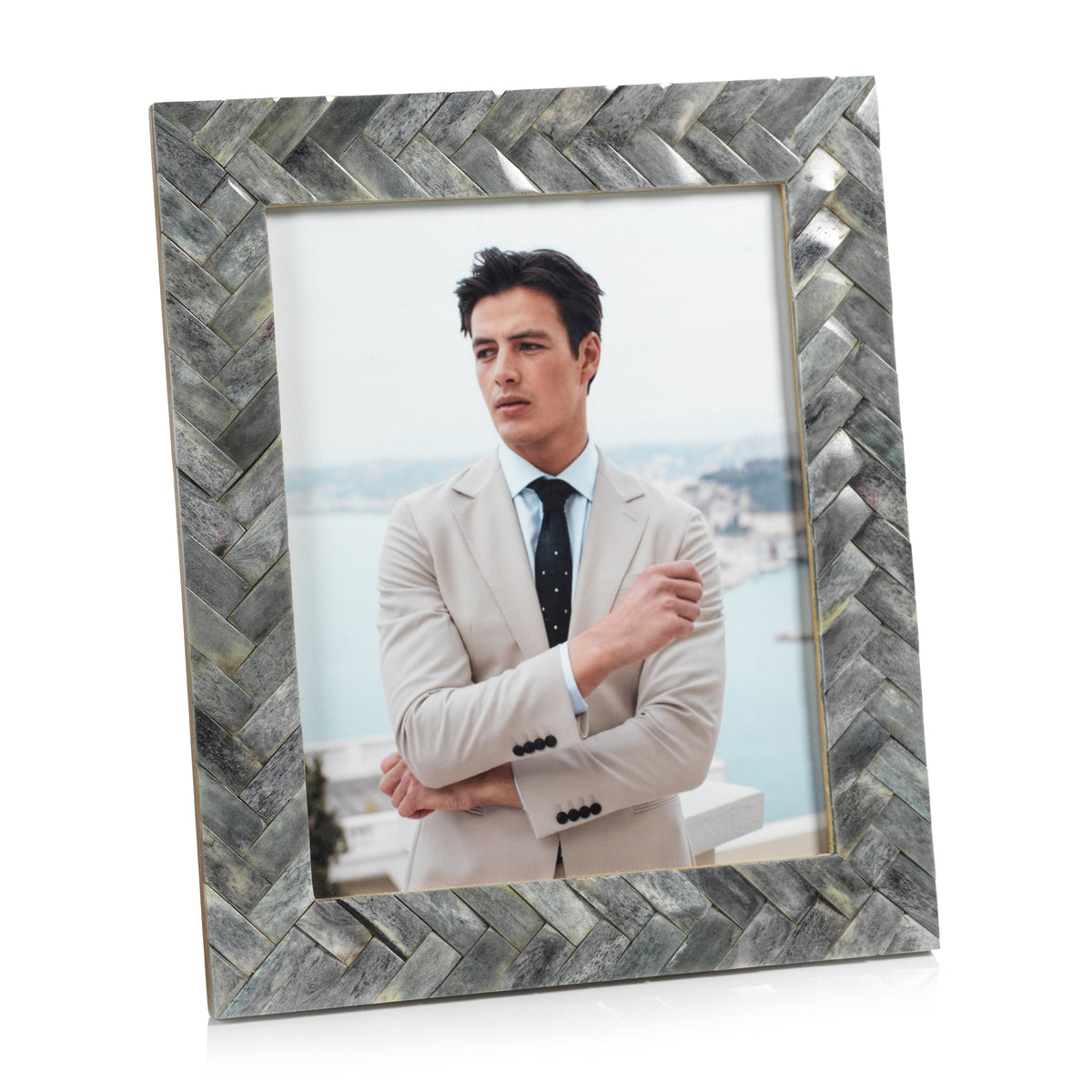 Zodax Bengkulu Bone Braided Photo Frame, 8" x 10", Mayfair Gray