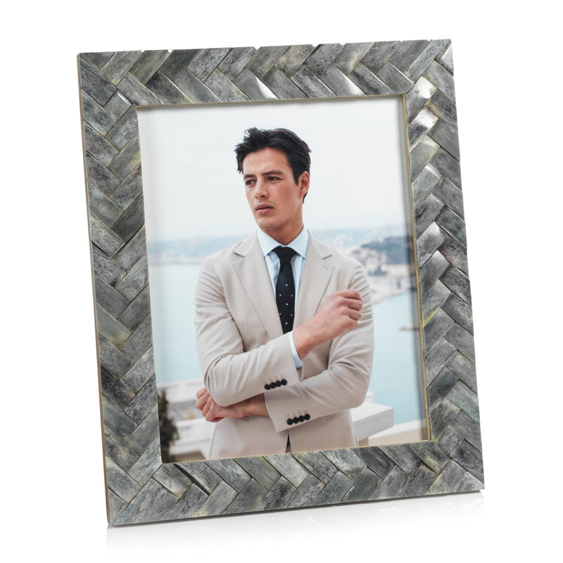 Zodax Bengkulu Bone Braided Photo Frame, 8" x 10", Mayfair Gray