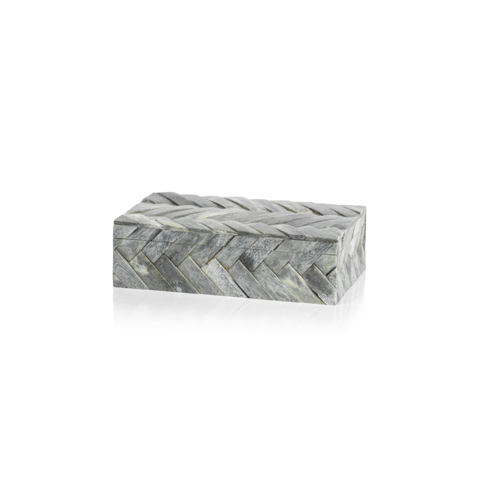 Zodax Bengkulu Bone Braided Decorative Box, Small, Mayfair Gray