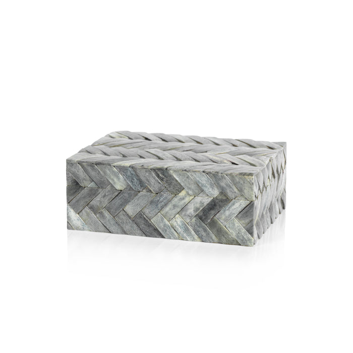 Zodax Bengkulu Bone Braided Decorative Box, Medium, Mayfair Gray