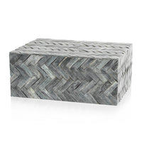 Zodax Bengkulu Bone Braided Decorative Box, Large, Mayfair Gray