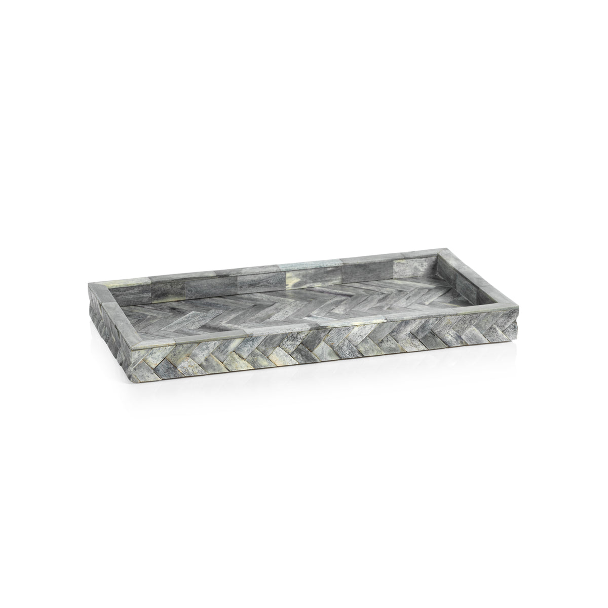 Zodax Bengkulu Bone Braided Tray, 14.25" x 7.25", Mayfair Gray