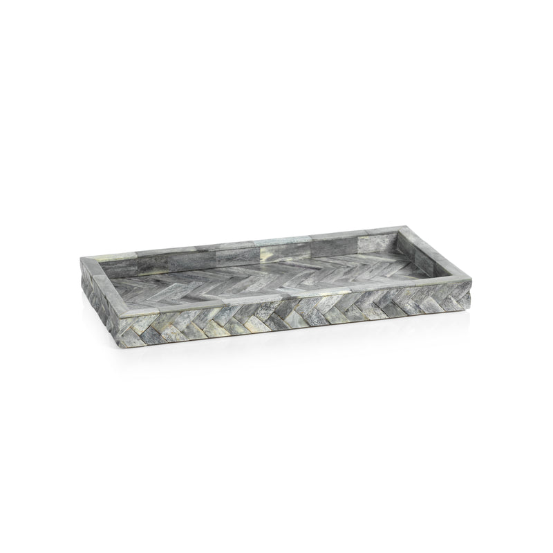Zodax Bengkulu Bone Braided Tray, 14.25" x 7.25", Mayfair Gray