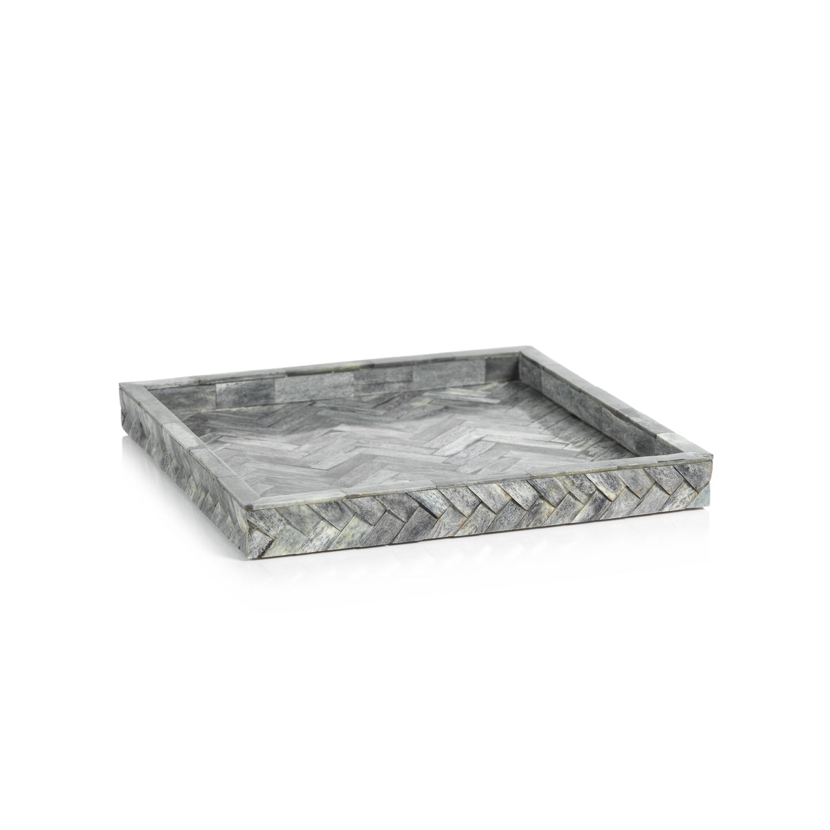 Zodax Bengkulu Bone Braided Tray, 12.25" x 12.25", Mayfair Gray