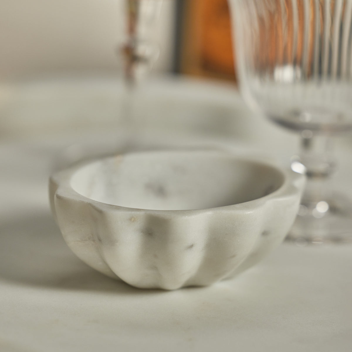 Zodax Rimini Scalloped Marble Condiment Bowls, Set of 2