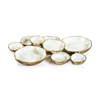 Zodax Cluster of Nine Round Serving Bowls with White Enamel Interior, Gold