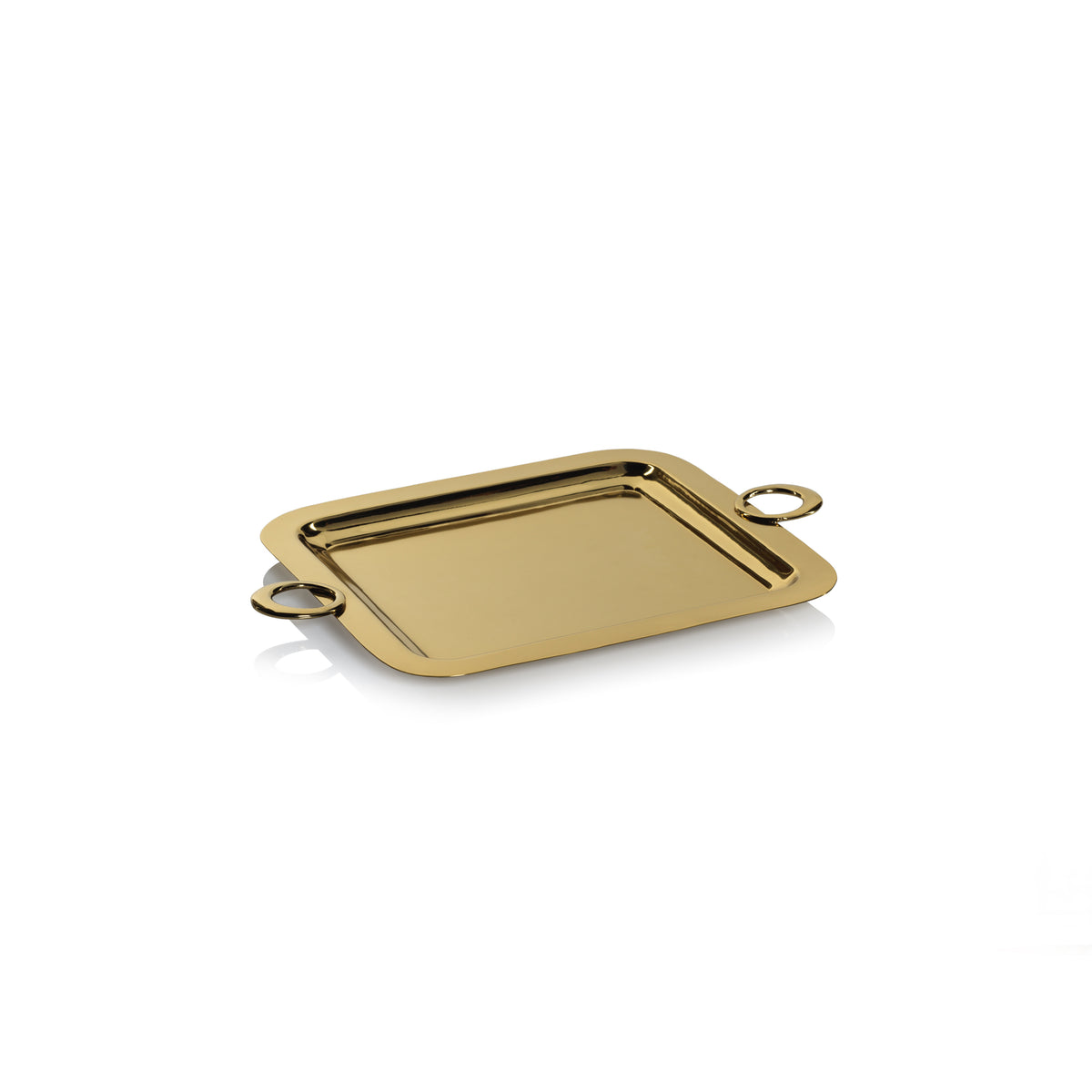Zodax Ollie Gold Polished Brass Serving Tray, 18" x 13"