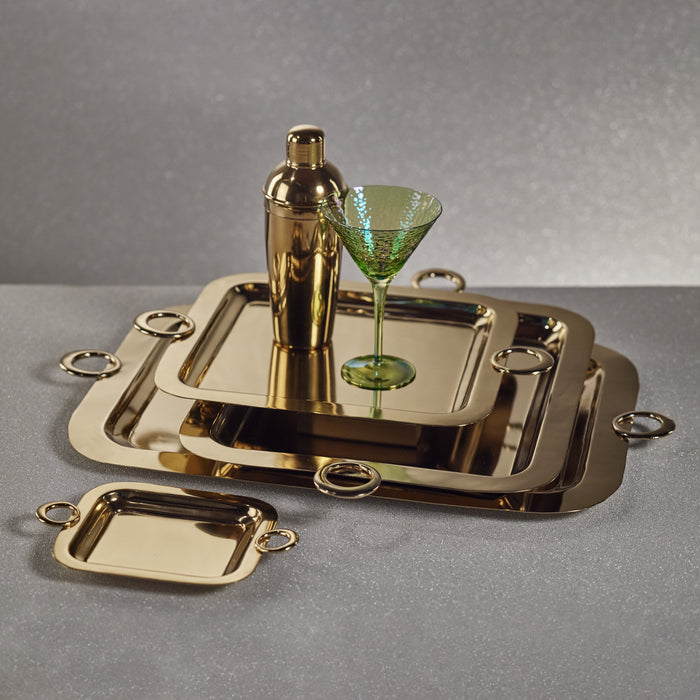 Zodax Ollie Gold Polished Brass Serving Tray, 26.75" x 16"