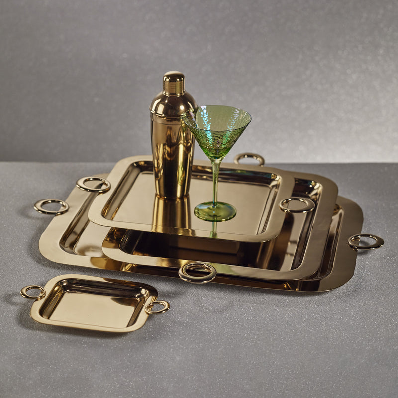 Zodax Ollie Gold Polished Brass Serving Tray, 26.75" x 16"
