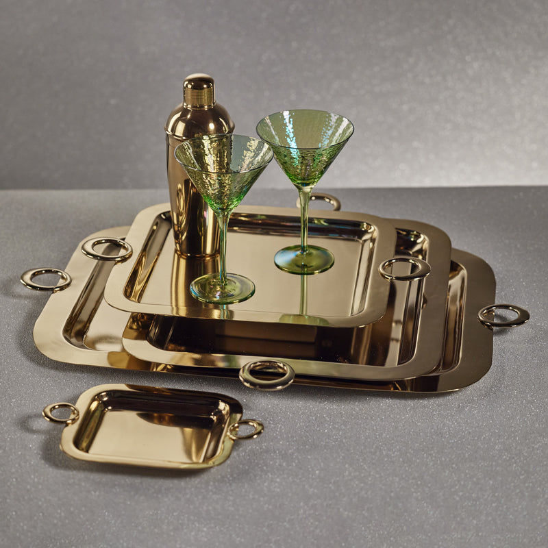 Zodax Ollie Gold Polished Brass Serving Tray, 26.75" x 16"