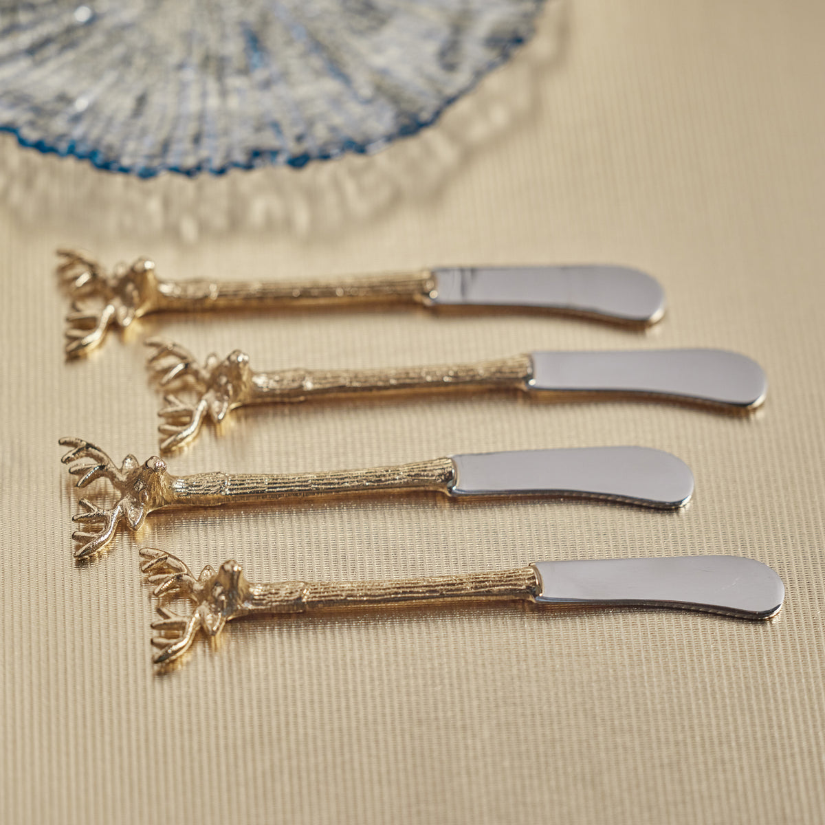 Zodax Peura Stag's Head  Butter Knives, Set of 4