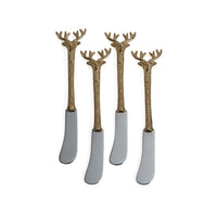 Zodax Peura Stag's Head  Butter Knives, Set of 4
