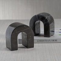 Zodax Martil Marble Bookends, Black Marquina, Set of 2