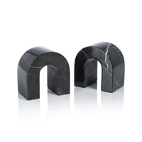 Zodax Martil Marble Bookends, Black Marquina, Set of 2