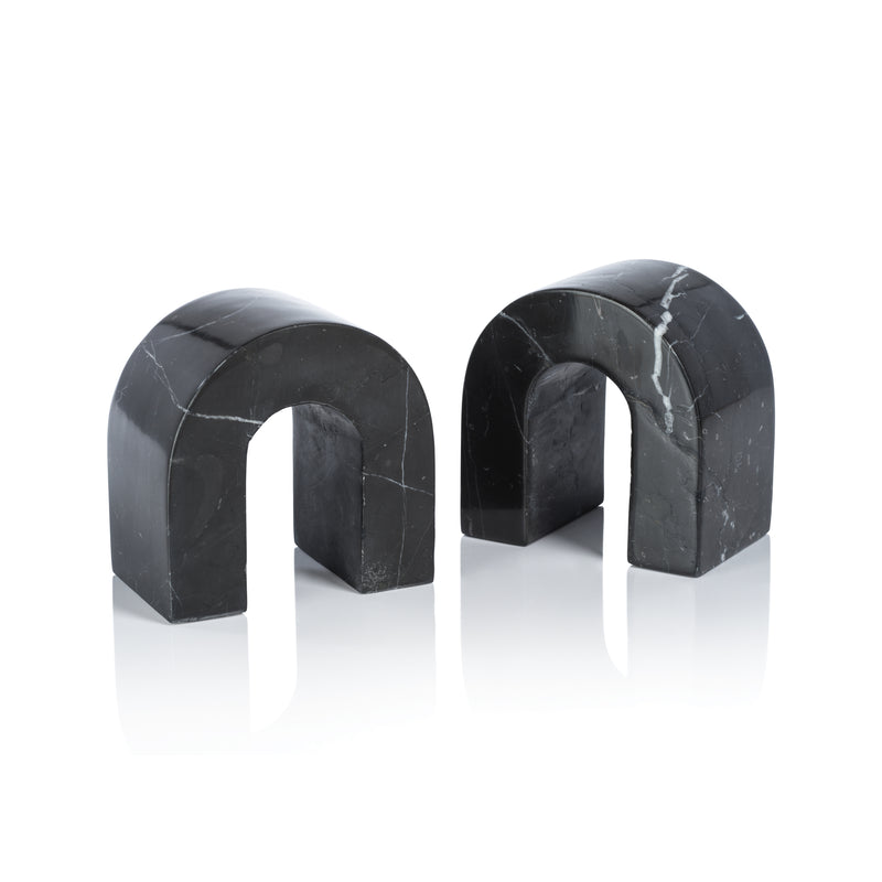 Zodax Martil Marble Bookends, Black Marquina, Set of 2