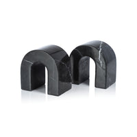 Zodax Martil Marble Bookends, Black Marquina, Set of 2