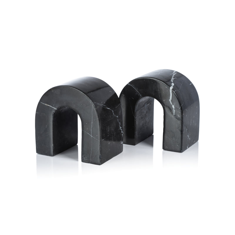 Zodax Martil Marble Bookends, Black Marquina, Set of 2