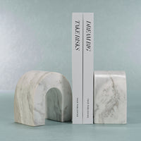 Zodax Martil Marble Bookends, White Volakas, Set of 2