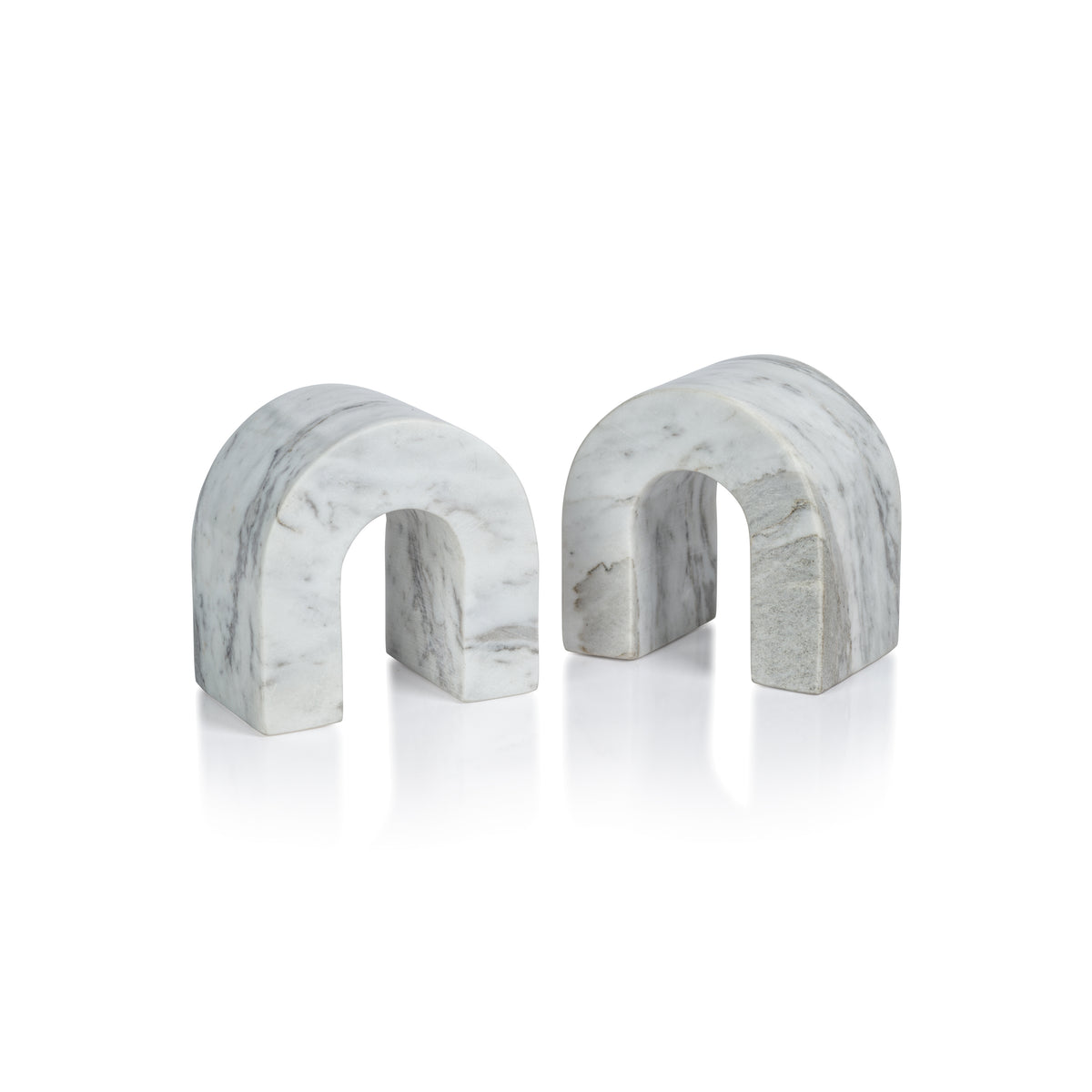 Zodax Martil Marble Bookends, White Volakas, Set of 2