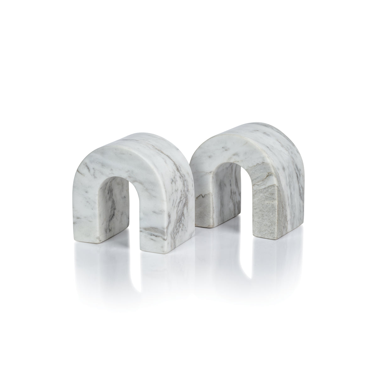 Zodax Martil Marble Bookends, White Volakas, Set of 2