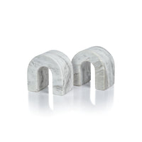 Zodax Martil Marble Bookends, White Volakas, Set of 2