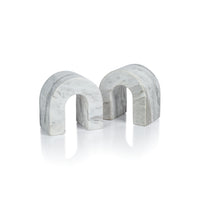 Zodax Martil Marble Bookends, White Volakas, Set of 2