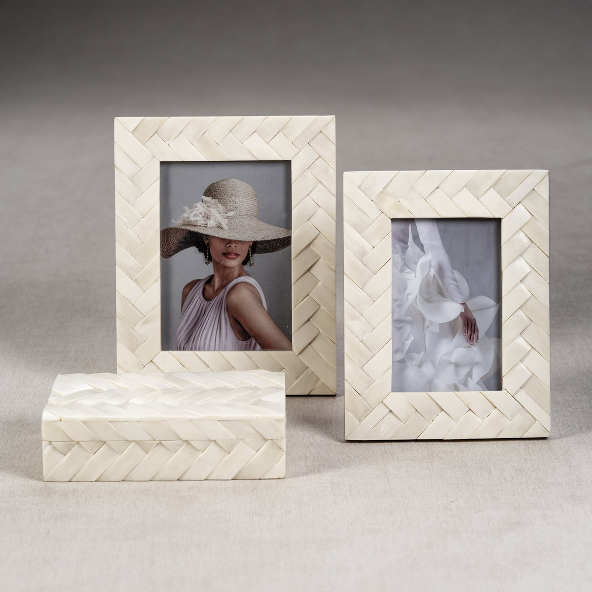 Zodax Bengkulu Bone Braided Photo Frame, 4" x 6", Ivory White