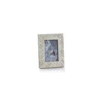Zodax Bengkulu Bone Braided Photo Frame, 4" x 6", Ivory White