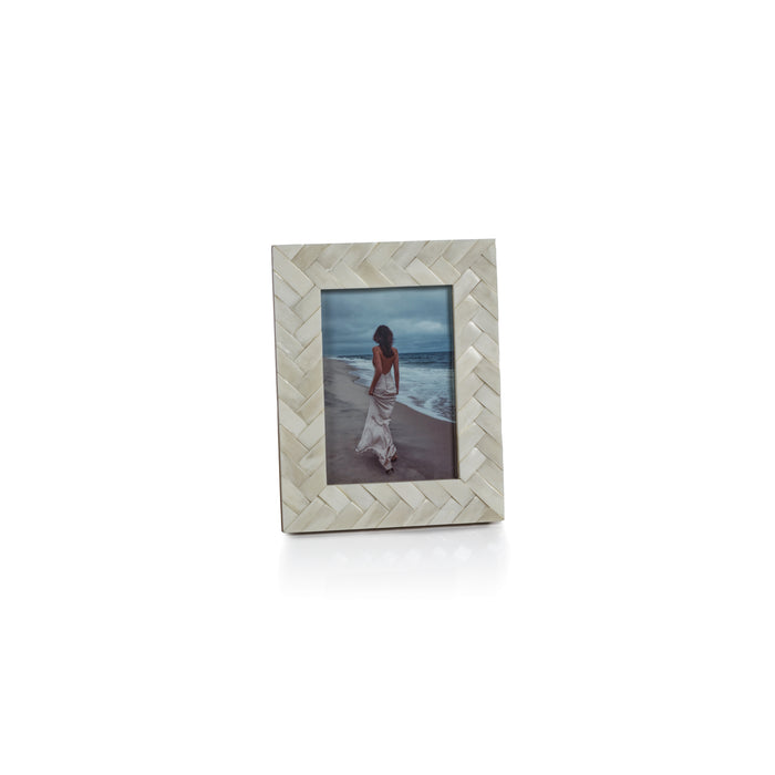 Zodax Bengkulu Bone Braided Photo Frame, 5" x 7", Ivory White
