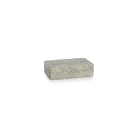 Zodax Bengkulu Bone Braided Decorative Box, Small, Ivory White