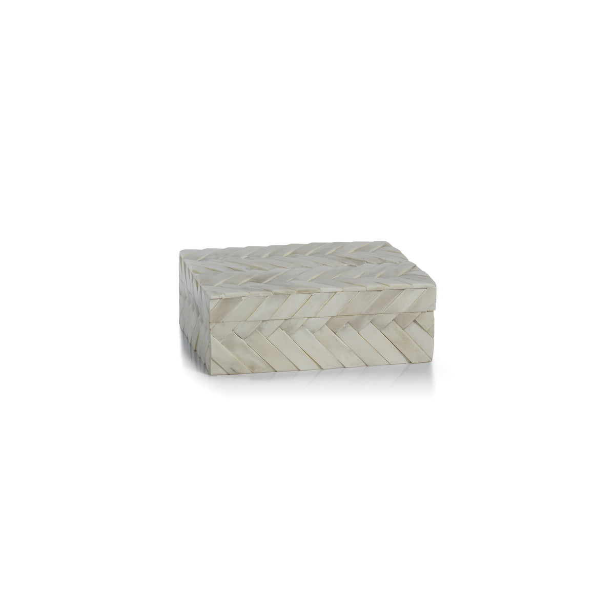 Zodax Bengkulu Bone Braided Decorative Box, Medium, Ivory White
