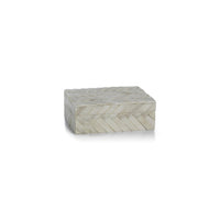 Zodax Bengkulu Bone Braided Decorative Box, Medium, Ivory White