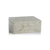 Zodax Bengkulu Bone Braided Decorative Box, Large, Ivory White