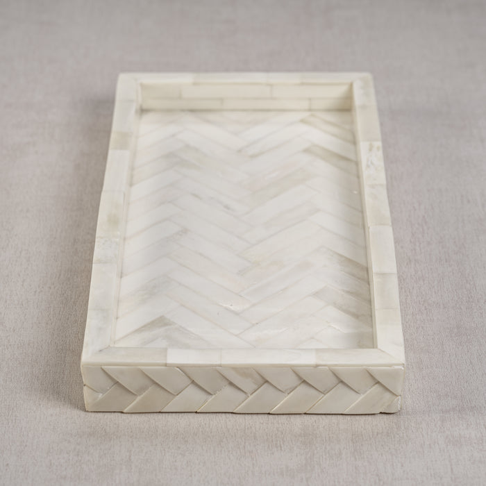 Zodax Bengkulu Bone Braided Tray, 14.25" x 7.25", Ivory White