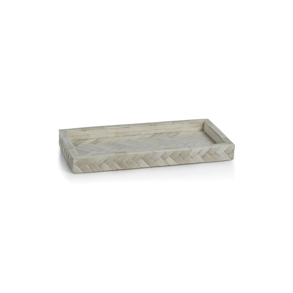 Zodax Bengkulu Bone Braided Tray, 14.25" x 7.25", Ivory White