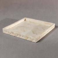 Zodax Bengkulu Bone Braided Tray, 12.25" x 12.25", Ivory White
