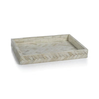 Zodax Bengkulu Bone Braided Tray, 16.65" x 12.65", Ivory White