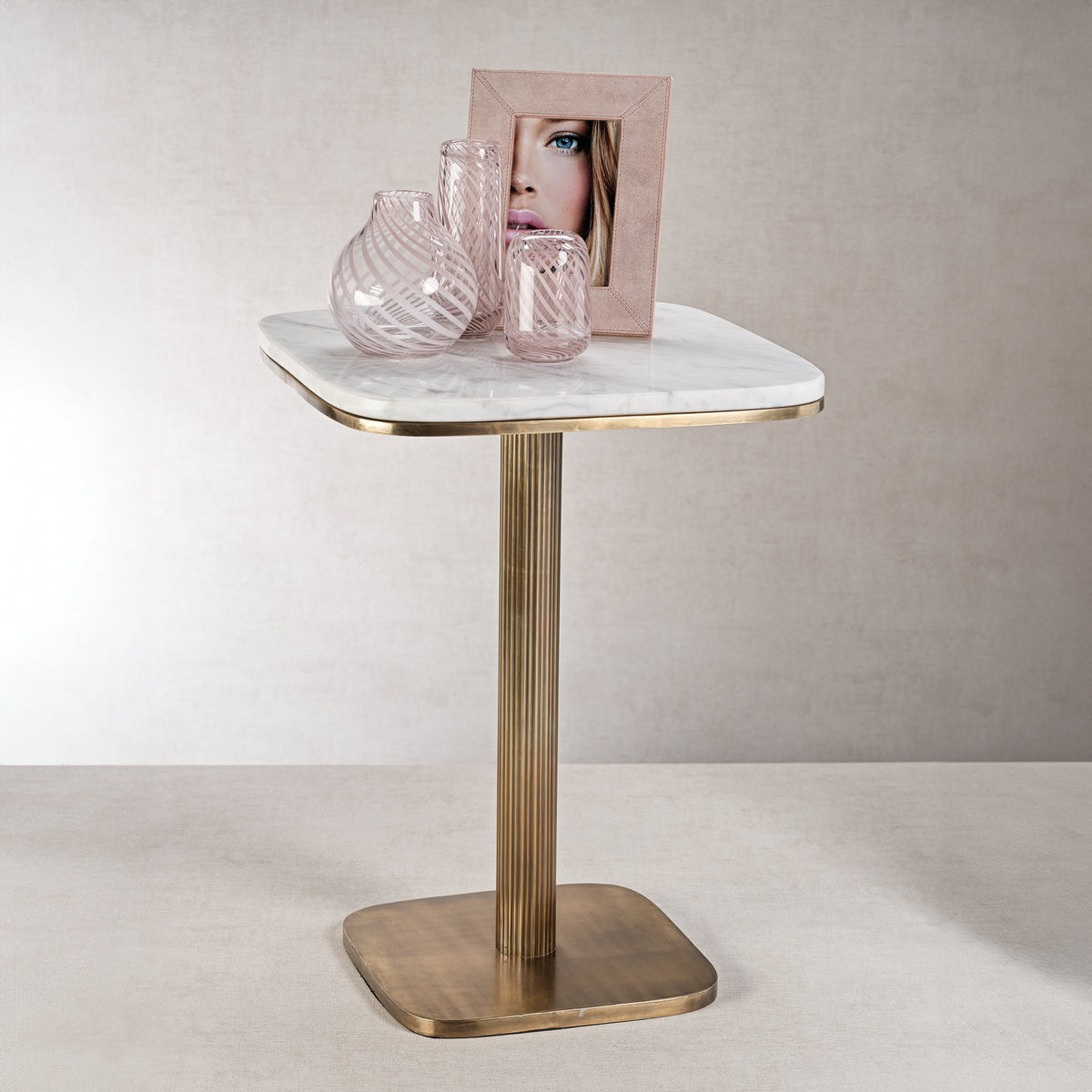 Zodax Bitonto Marble on Antique Brass Side Table