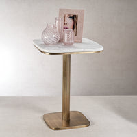 Zodax Bitonto Marble on Antique Brass Side Table