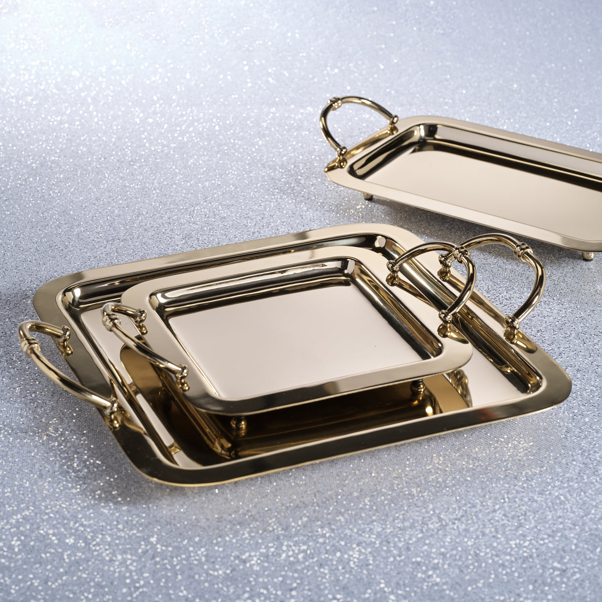 Zodax Manetta Polished Steel and Brass Tray, X-Small, Gold