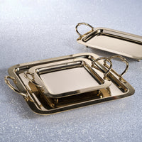 Zodax Manetta Polished Steel and Brass Tray, X-Small, Gold