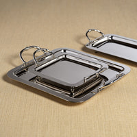Zodax Manetta Polished Steel and Brass Tray, X-Small, Nickel