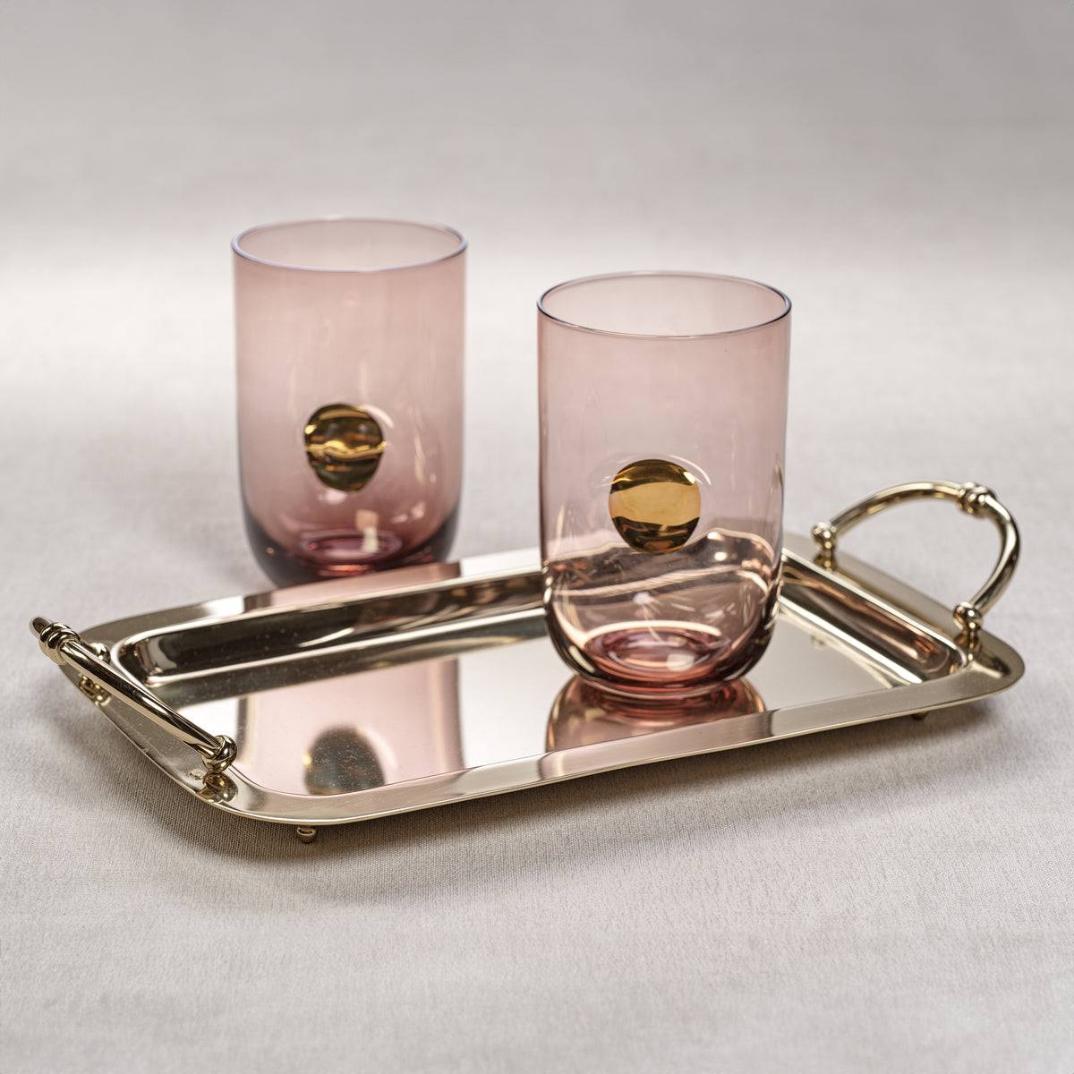 Zodax Manetta Polished Steel and Brass Tray, Small, Gold