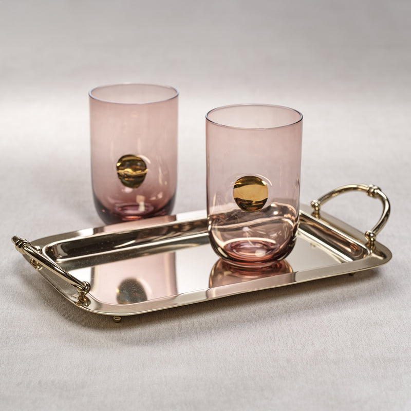 Zodax Manetta Polished Steel and Brass Tray, Small, Gold
