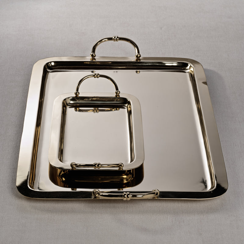 Zodax Manetta Polished Steel and Brass Tray, Small, Gold